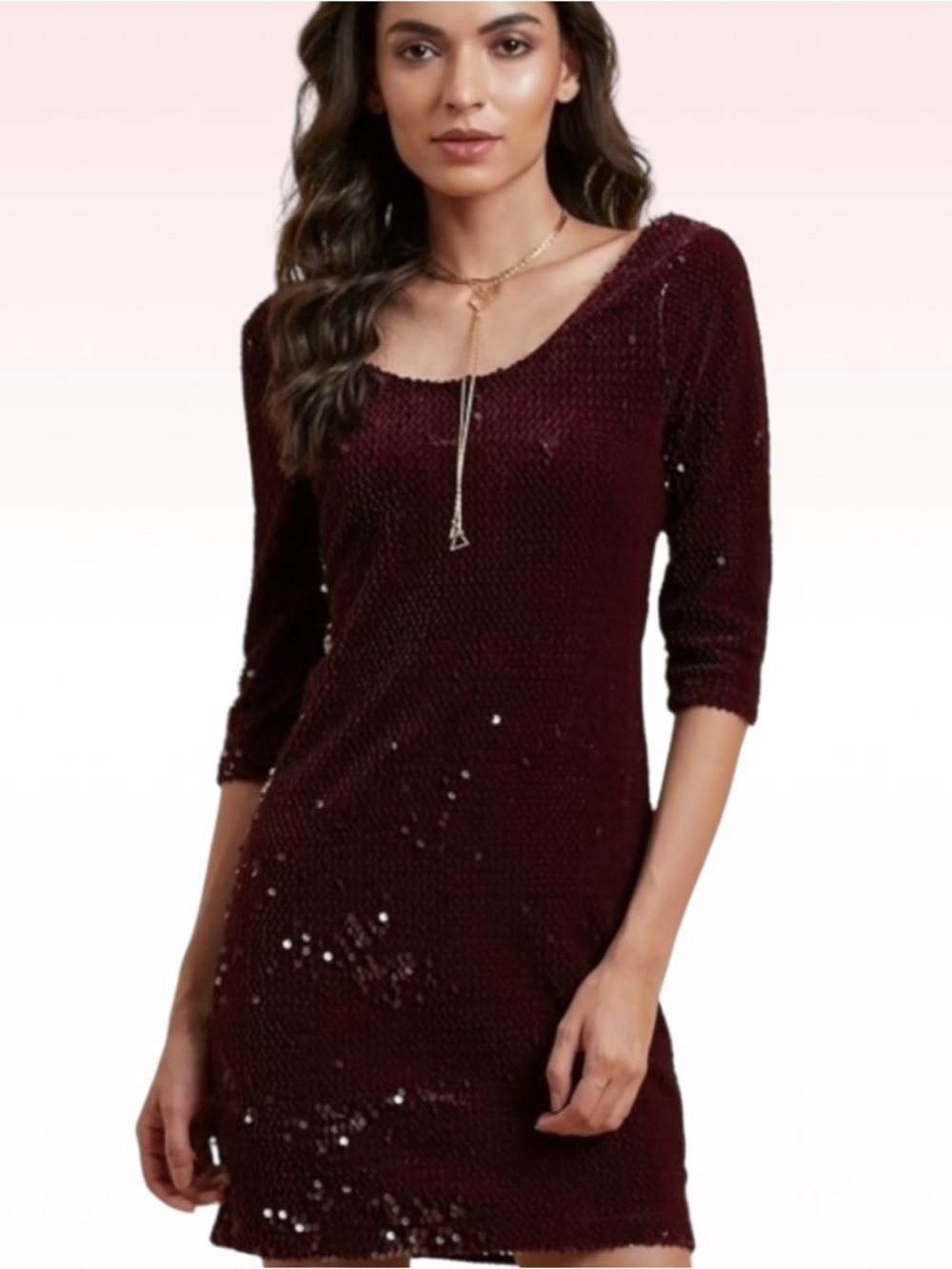 BB Dakota Burgundy Sequin Dress (Sz L)